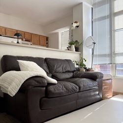 Dark Brown Leather Sofa – $120