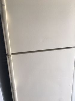Beige top and bottom refrigerator