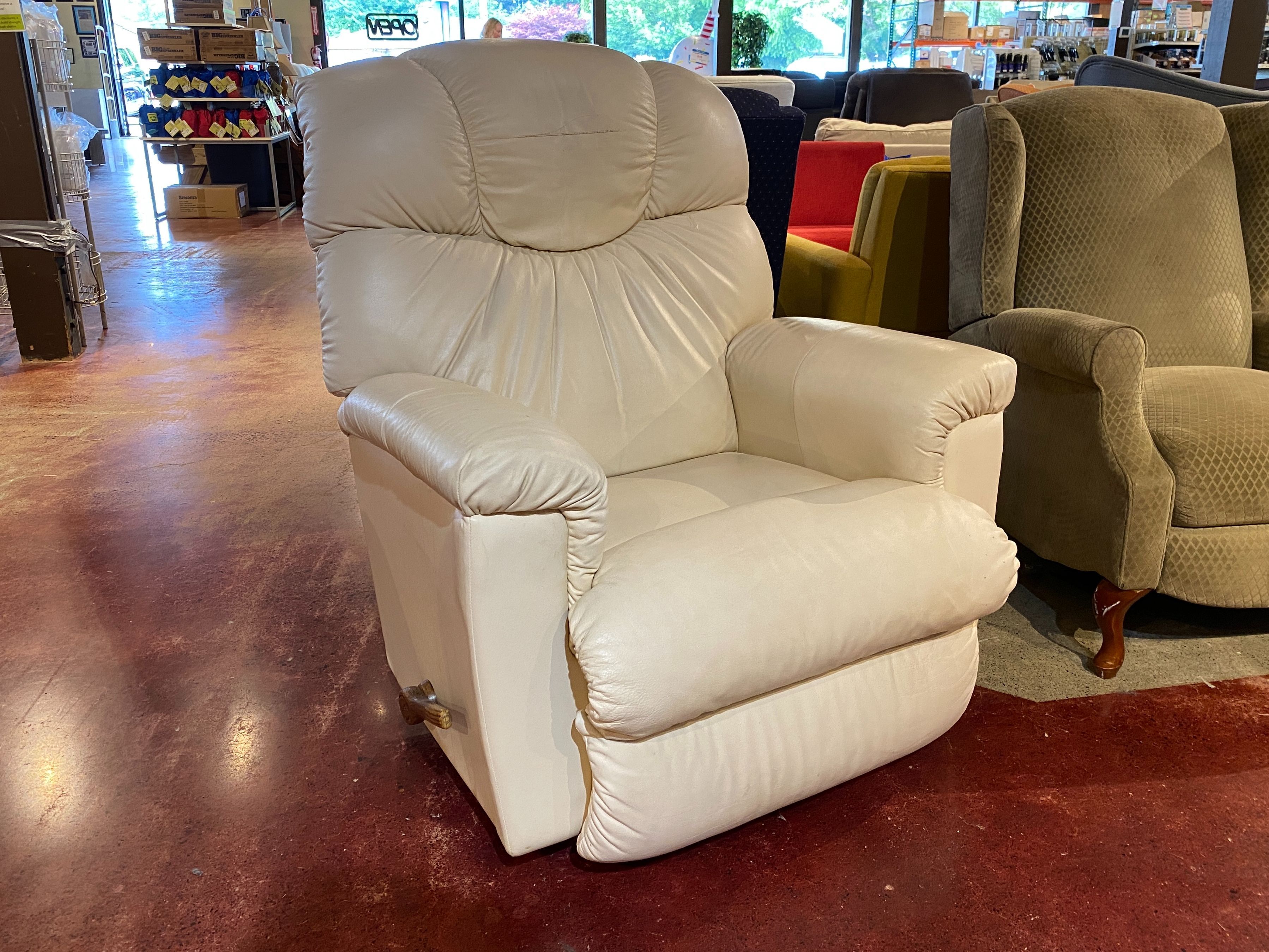 LA-Z-BOY White Faux Leather Manual Recliner Armchair