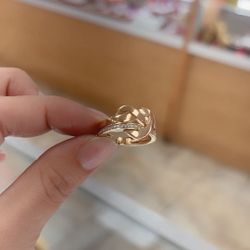 14k Yellow And Rose Gold Heart Ring 