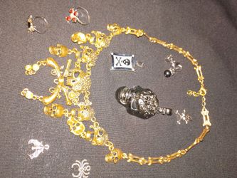 Gothic & Pirate Costume Jewelry Bundle Necklace Rings and Pendants