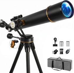 Professional large space telescope 90mm 700mm telescope for adults and beginners; fully multi-coated optics, Vertisteel AZ mount