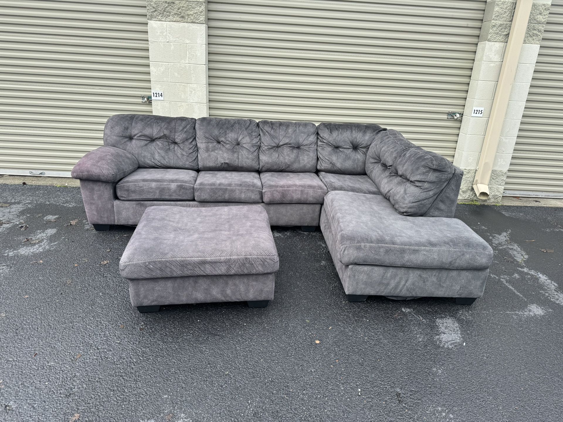 Charcoal Sectional With Ottoman