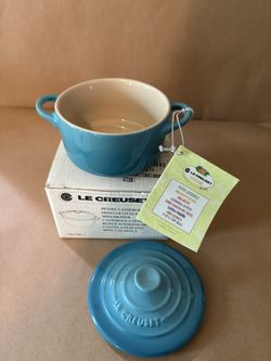 Le Creuset 8 oz. Stoneware Mini Round Cocotte Casserole Caribbean Blue - NIB