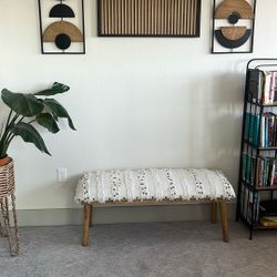 Boho Upholstered Accent Bench – Like New
