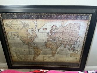 Large Frame The World  Map 
