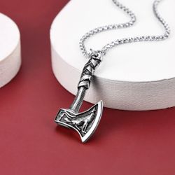 Viking Spirit – Norse Axe Pendant Necklace in Stainless Steel