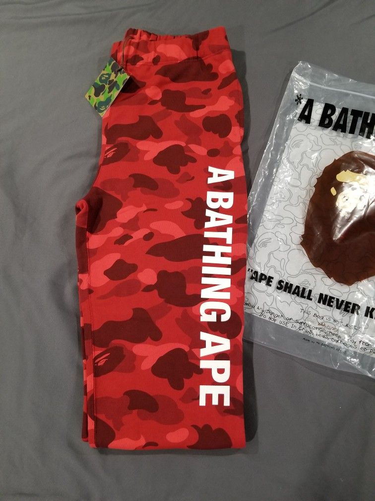 BAPE Red Camo Sweat Pants Joggers