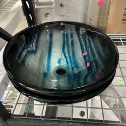 Blue Glass Vanity Sink (in Store)