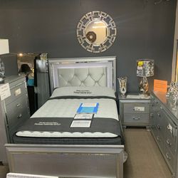 Silver Gunnison Queen LED Panel Bed Special Order Only $10 down