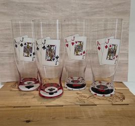 Qty 4 Elements Poker Themed Pilsner/Pub Glasses