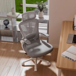 Solfway Home Office Ergonomic Mesh Office Chair, Gray/White (Set of 1)