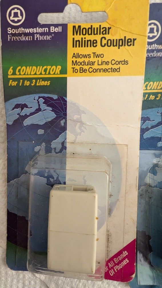 (1) Modular 6 Connector Telephone Inline Coupler By Southwestern Bell For 1 To 3 Lines. East Or West Allows 2 Lines To Extend