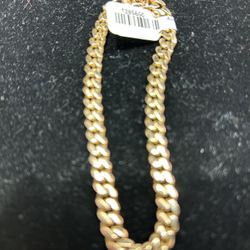 10k YG 10in 7mm Cuban Link Bracelet 