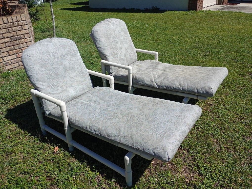 PVC Outdoor Lounge Chairs (2) *100.00* Pool Loungers Chaise Home and Garden