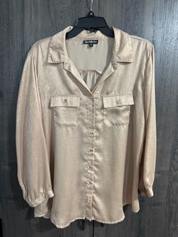 Sara Michele Satin Button-Down Blouse