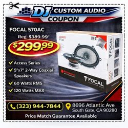Focal 570AC Car Speakers 1 Set 5x7 Inch 2-Way Coaxial Speaker System 120 Watts 🚨 Payment Options Available 🚨 No Credit Needed 🚨 