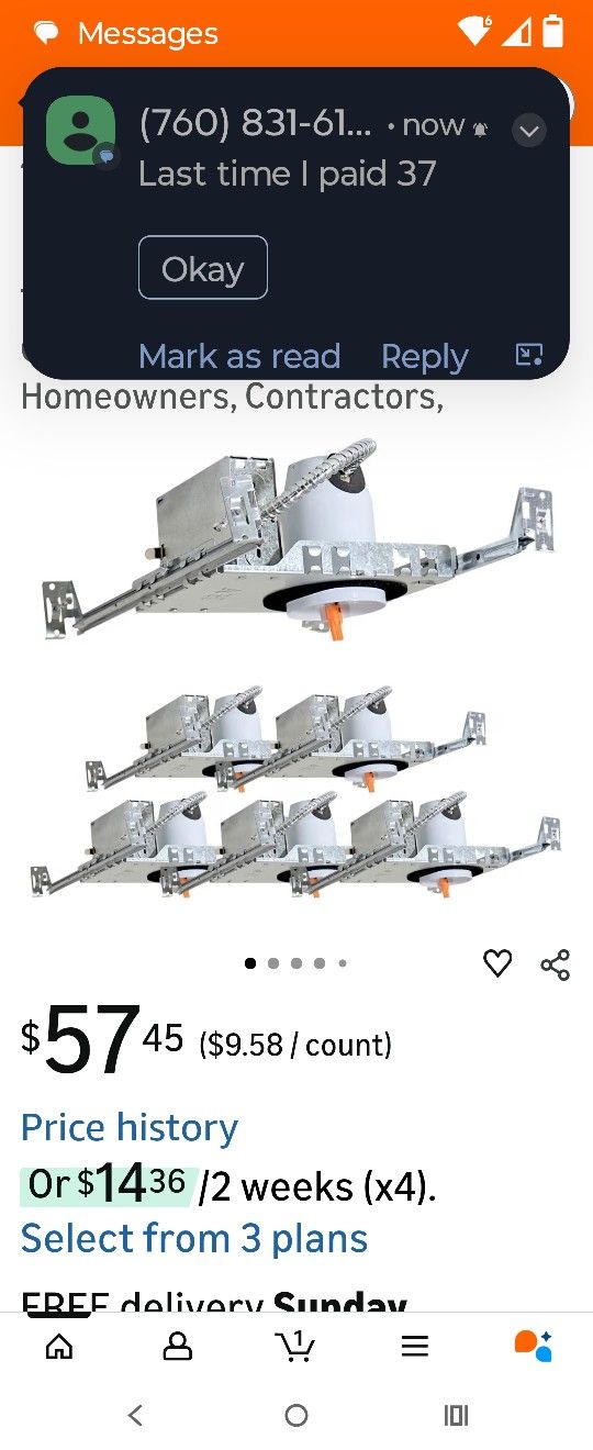 4" LED New construction Housing Can $45 Case Or Buy Individual $7.50 657$608$9019