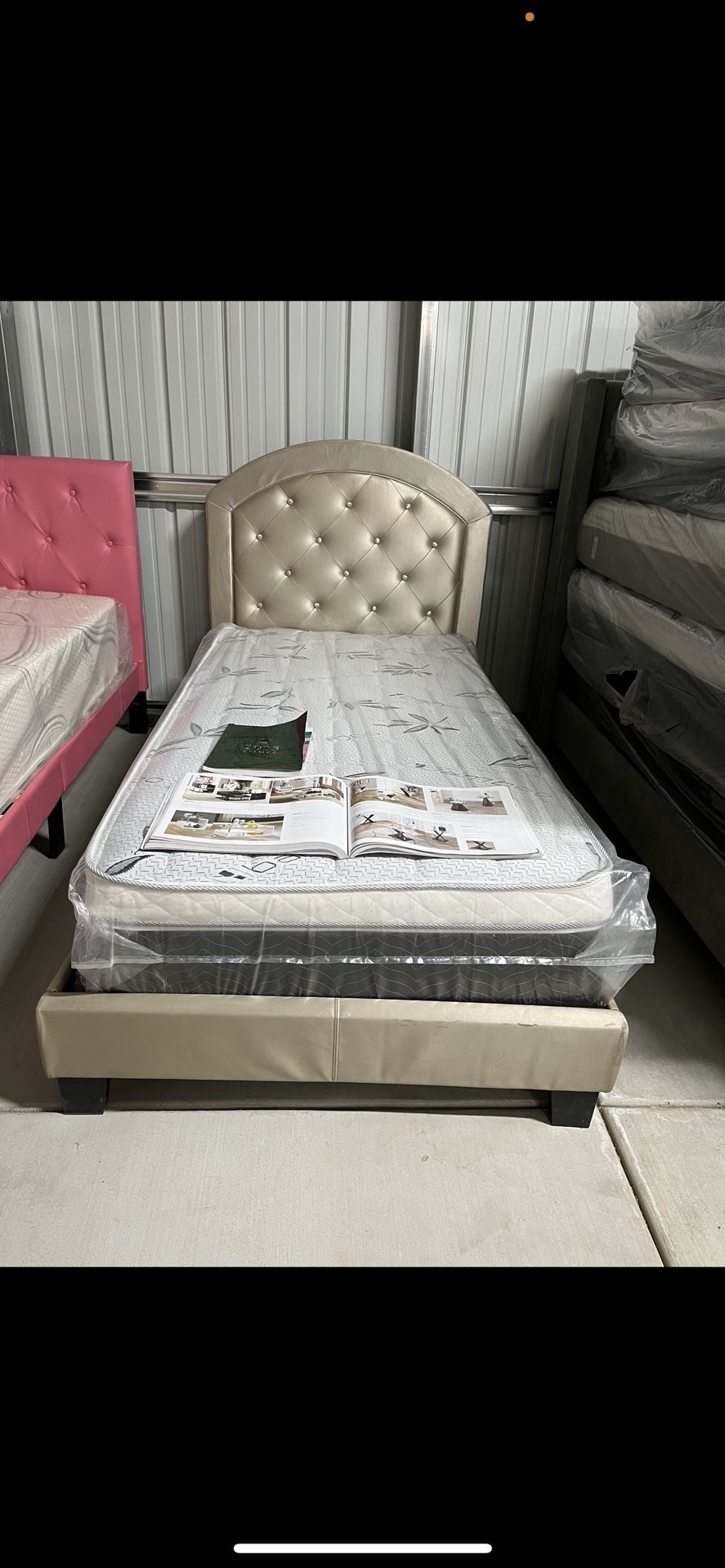 Twin Size Bed Frame With Pillow Top Mattress Included