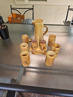 Bamboo Cup Shaker Jug Set