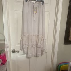 New White Guayabera World Skirt Sz M