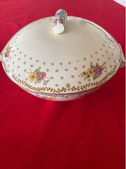CROWN STAFFORDSHIRE (England) Multi-Colored Floral Pattern Vegetables Bowl.