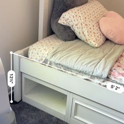 White Twin Storage Bed Frame with Headboard & Footboard - Sturdy & Stylish! 