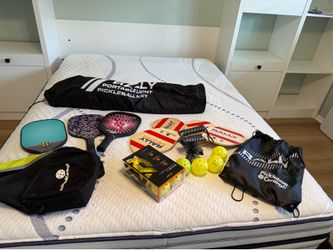Pickleball net and paddles
