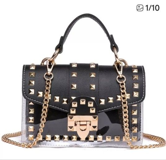 Studded Black And Gold Crossbody BAG