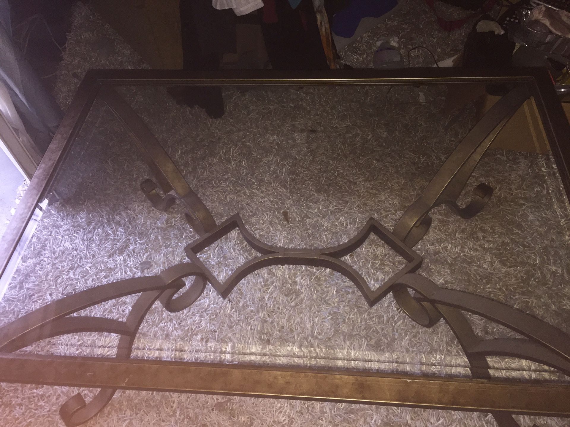 Large glass and metal coffee table