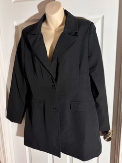 Vintage Fashion Nova Long Tailored Black Blazer Jacket  Notched Collar Size Large