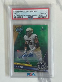 2023 BOWMAN U CHROME JOE ALT AUTOGRAPH-GREEN REFRACTOR #111 GEM MT PSA 10