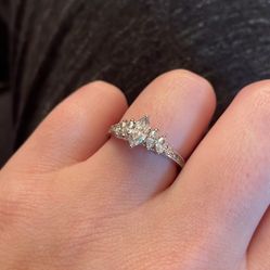 Marquise Diamond Ring, White Gold Band, 7/8 Carats
