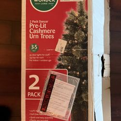 2 Mini Christmas Trees In Decor Pots