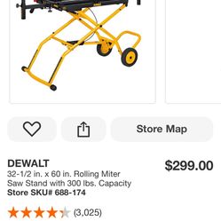 DEWALT 32-1/2 in. x 60 in. Rolling Miter Saw Stand with 300 Ibs. Capacity