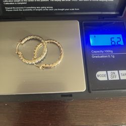 Yellow GOLD 14kt Hoops With Stones