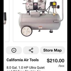 California Air Tools 8.0 Gal. 1.0 HP Ultra Quiet and Oil-Free Electric Air Compressor