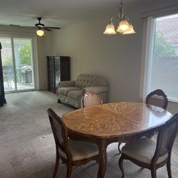 Dining TABLE WITH 6 Chairs And 2 Leaves