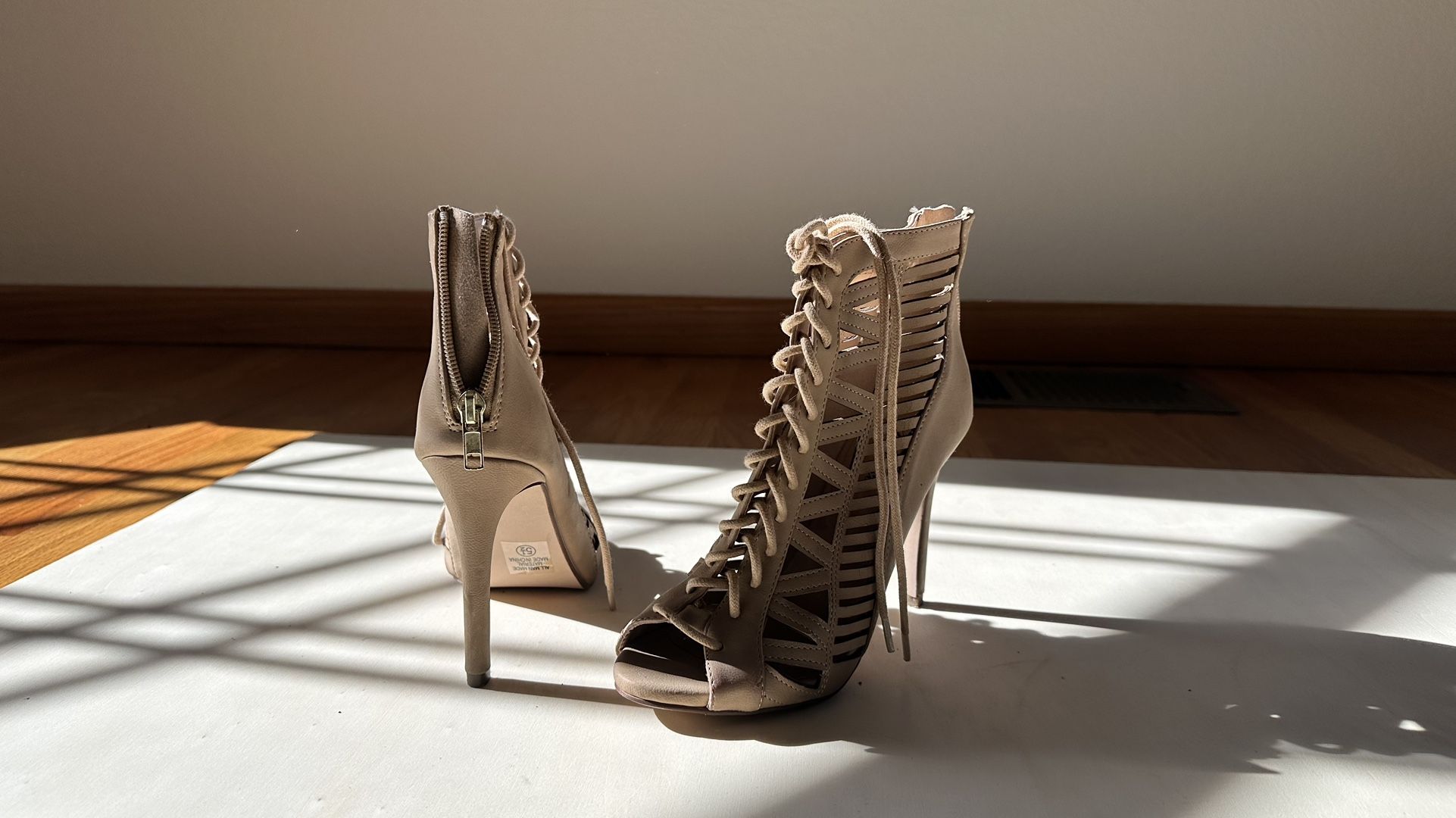 Tan Laced Heels - Women’s Size 5.5