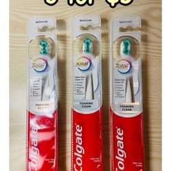 (3) Colgate Total Active Prevention Foaming Clean Medium Toothbrush, 3 for $5 