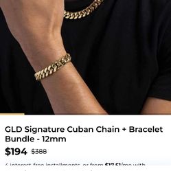 Shop GLD Cuban Chain & Bracelet Set - 200 Negotiable/Trade For Tools 