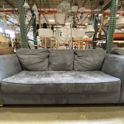 ASHLEY Steel Blue Tall Arm Microfiber Sofa