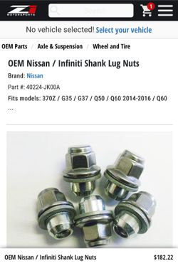 Nissan 370z Oem Lug Nuts Parts