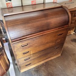 Vintage Danish Teak Roll Top Desk