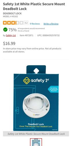 Safety 1st White Plastic Secure Mount Deadbolt Lock