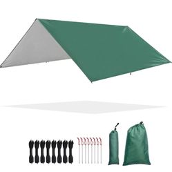 Camping Tarp Rain Shelter 10x10ft Waterproof Lightweight Backpacking Rain Tarp Shelter for Hiking Camping Outdoor Rain Fly Sun Shelter - Spring Sale