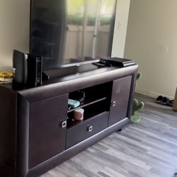 Dark Brown Wooden TV Stand