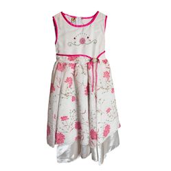  Little Girls White Pink Floral Print Sleeveless Party Dress Size 36  