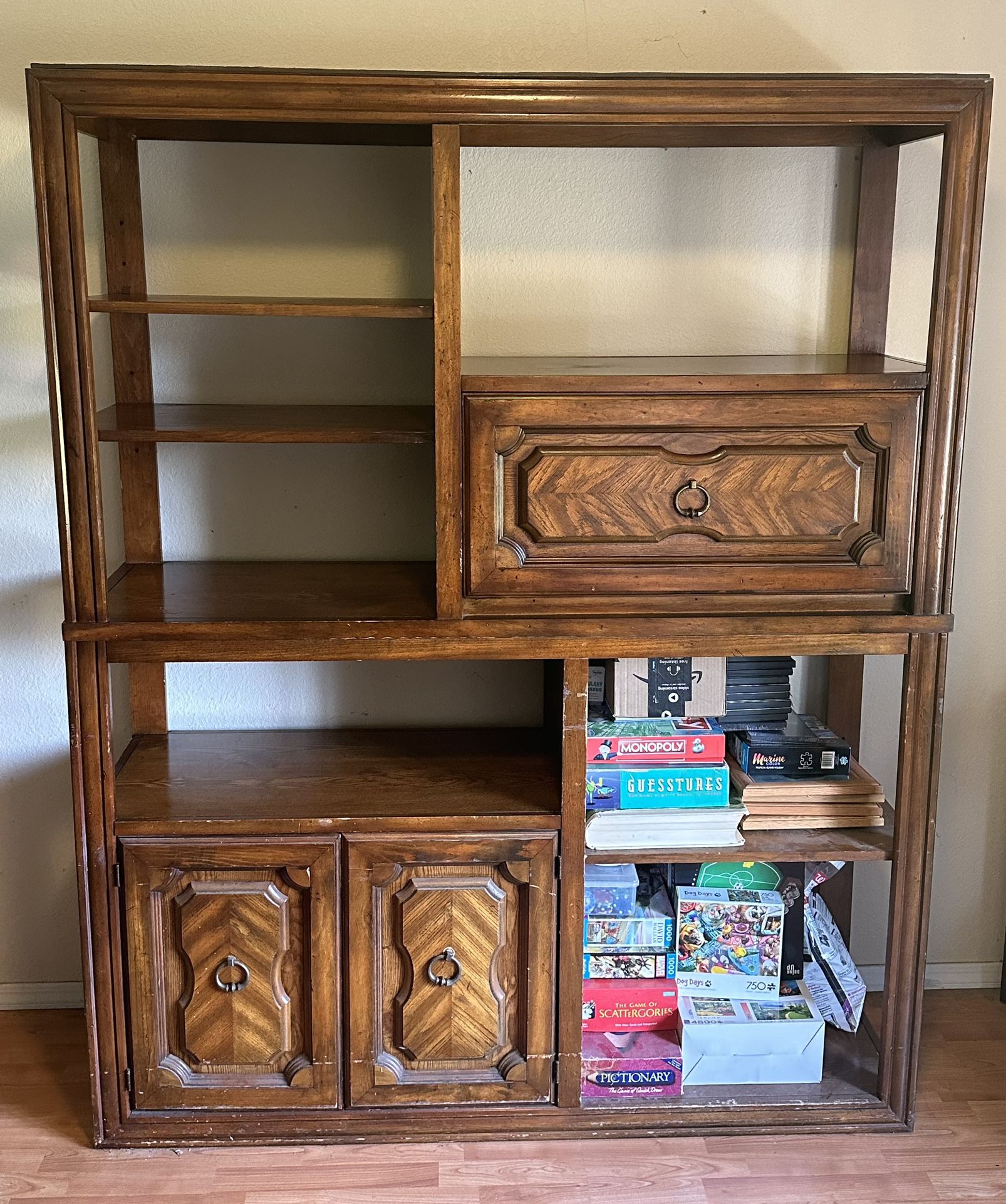 Oak Hutch - With Two Cabinets 