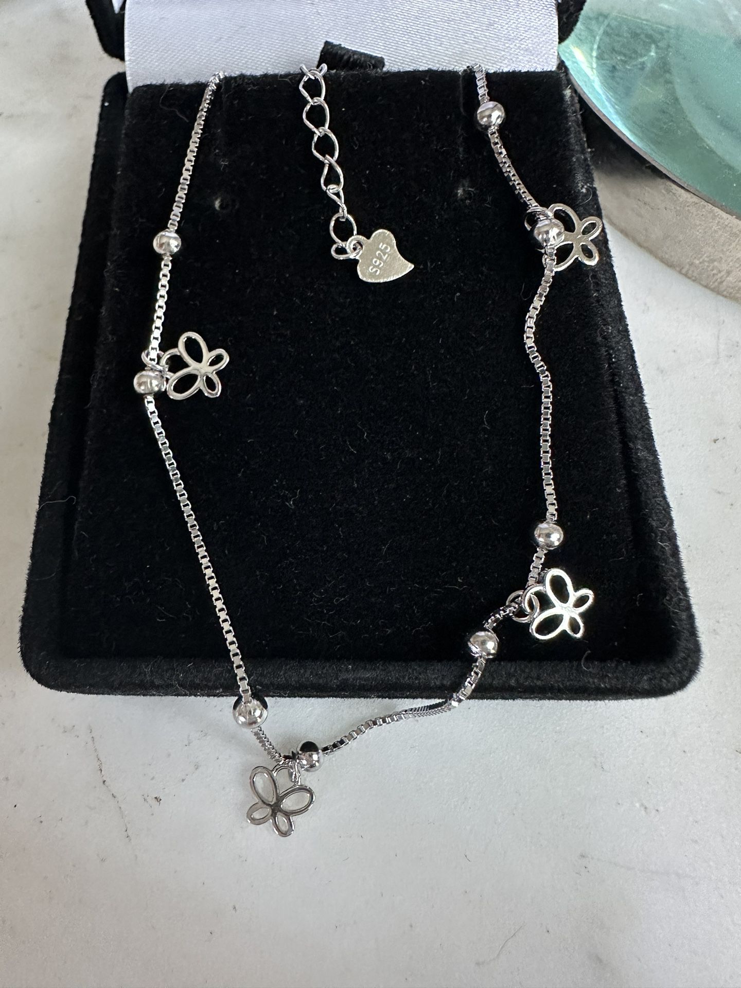 925 Sterling Silver 🦋  Butterflies Anklet - Will Fit A 8.5-9.5 